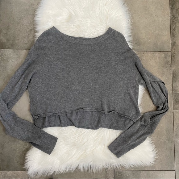Leith gray cropped open sleeve sweater S - Picture 3 of 9